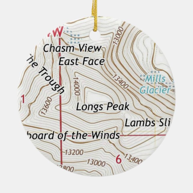 Longs Peak Colorado Fourteener Keramik Ornament (Hinten)