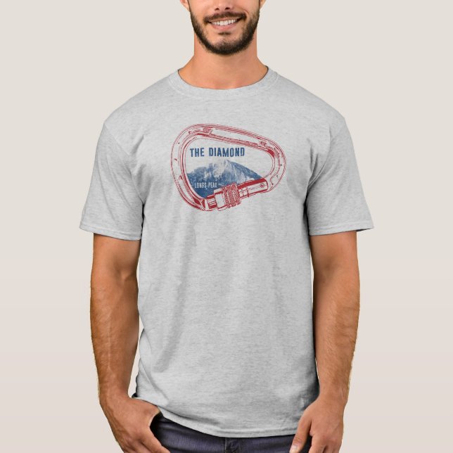 Longs Peak Diamond Rock Climbing Carabiner T-Shirt (Vorderseite)