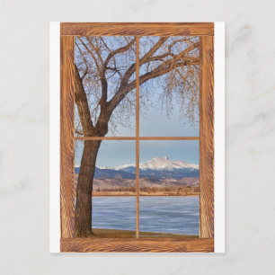 Longs Peak Winter Lake Barn Wood Picture Window Postkarte