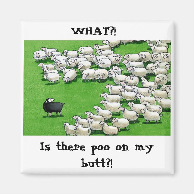 Longue Agneau perdu : Aimant à bouton collant (Devant)