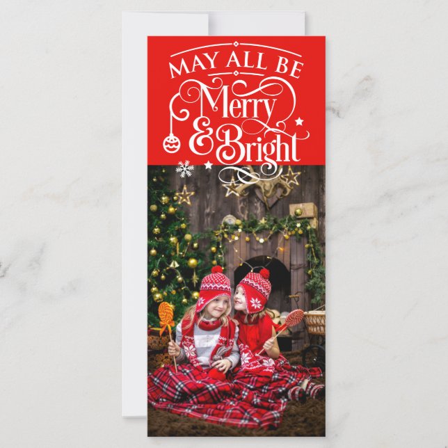 Longue carte photo de Noël thème rouge (Devant)