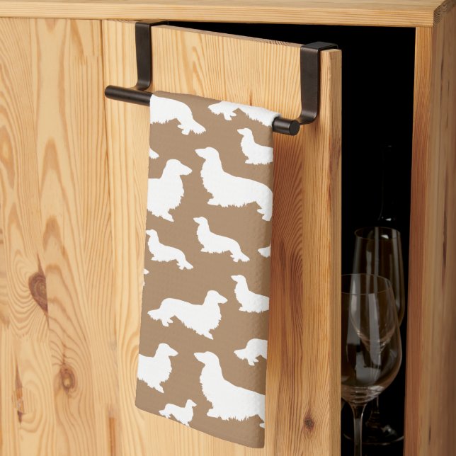 Longue Cheveux Dachshund Tan Serviette De Cuisine  (Pliage en tiers)