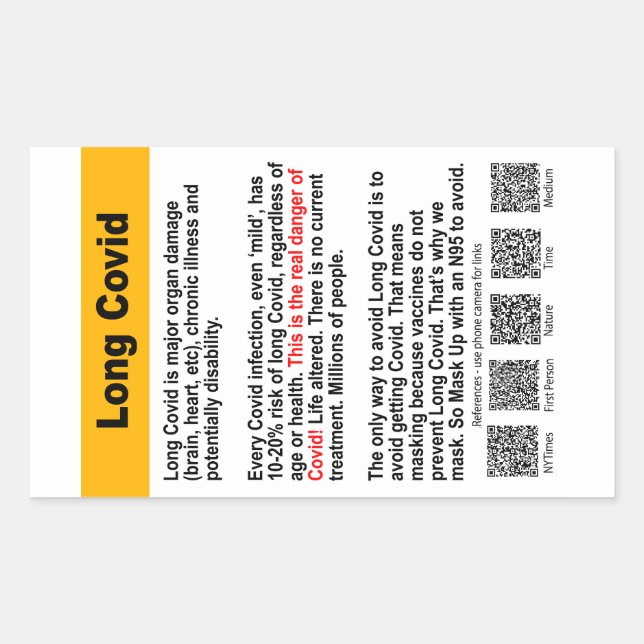 Longue Covid info autocollant papier (Devant)