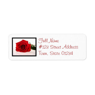 Longue étiquette postale de rose rouge de tige