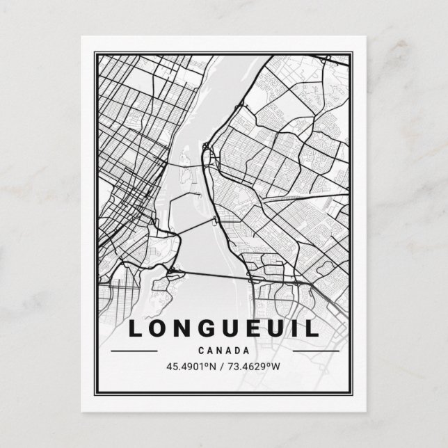 Longueuil Quebec Canada Travel City Map Postkarte (Vorderseite)