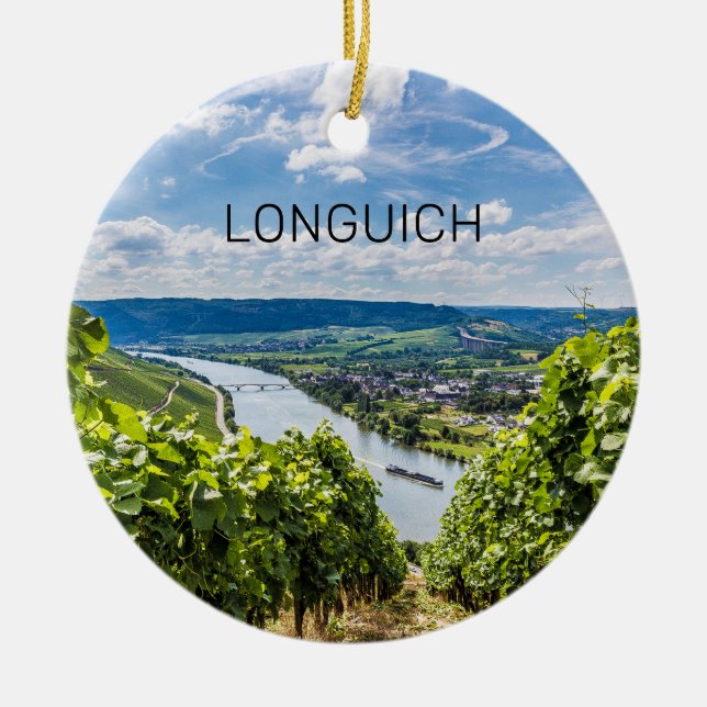 Longuich Moselle Vineyard Panorama Deutschland Keramik Ornament (Vorne)