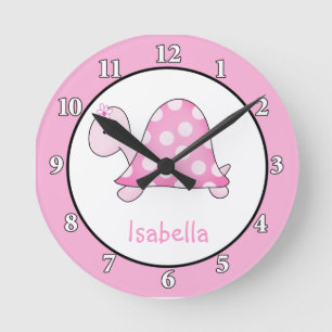 Lonnie's rosa Turtelmauer-Uhr Runde Wanduhr