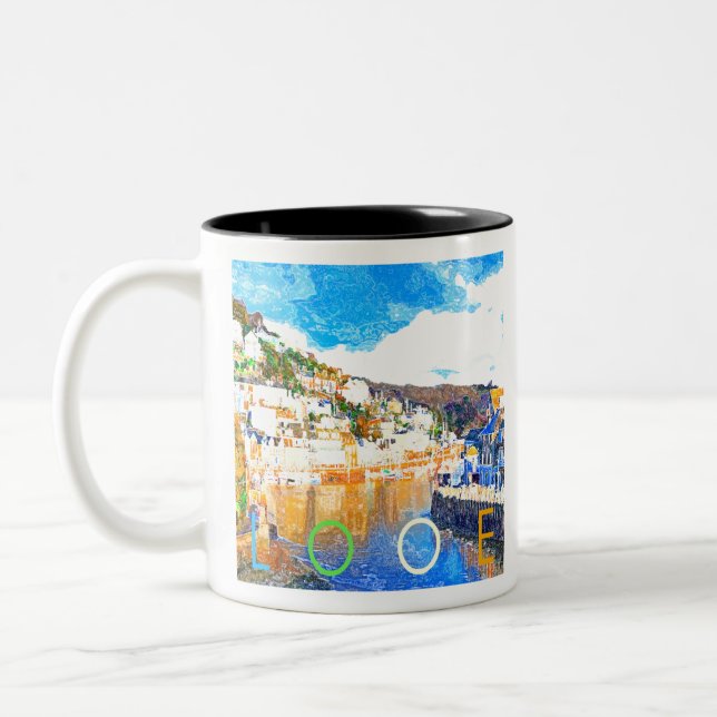 Looe - Cornwall UK Zweifarbige Tasse (Links)
