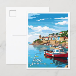 Looe England Vintage Reise Illustration Postkarte