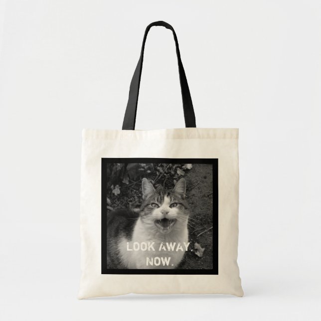 "Look Away Now" Crabby Cat Tote Bag Tragetasche (Vorne)