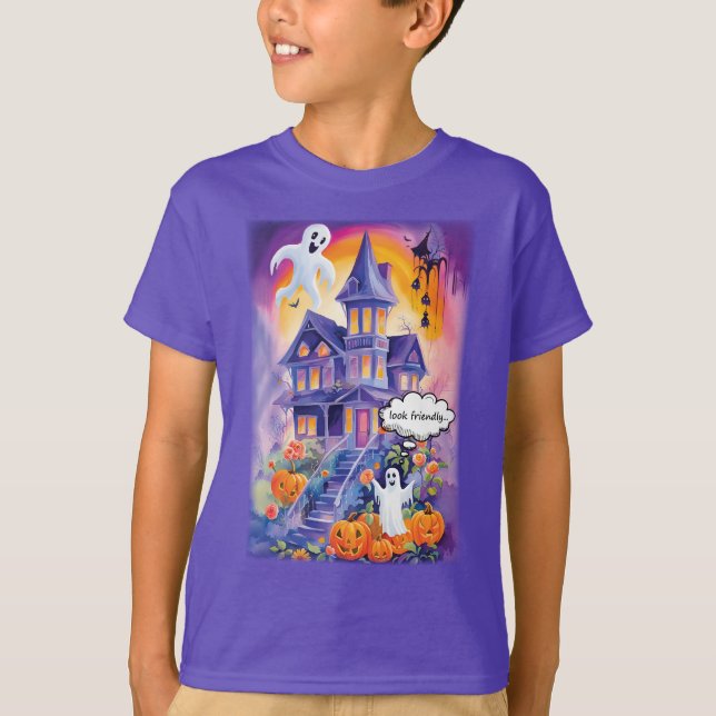 Look Friendly Halloween Ghosts Funny T-Shirt (Vorderseite)
