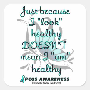 "Look" Gesund/Schmetterling...PCOS Quadratischer Aufkleber