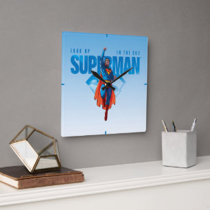 Look Up It's Superman Quadratische Wanduhr