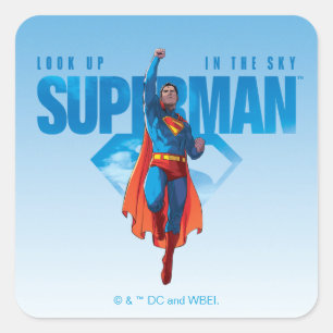 Look Up It's Superman Quadratischer Aufkleber