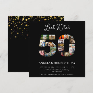 Look wer 50 glücklich ist 50. Geburtstag Foto Coll Einladung