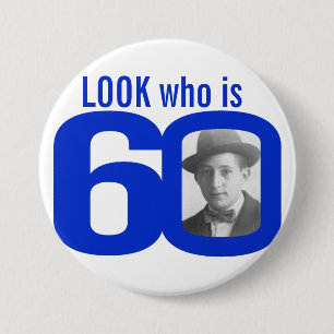 Look wer 60 Foto blau-weiß-Taste/Abzeichen ist Button