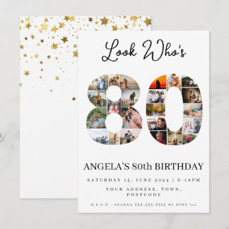 Look wer 80 Großeltern Geburtstag Foto Collage ist Einladung