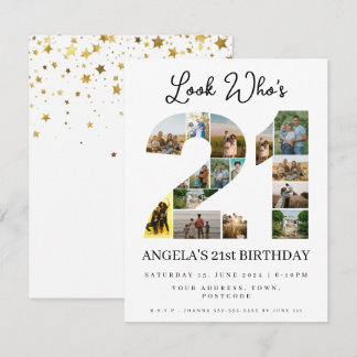 Look wer ist 21 Foto Collage Zeichen glücklichen G Einladung