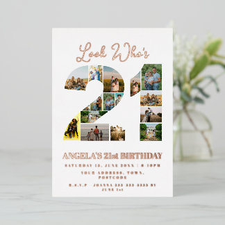 Look wer ist 21 Foto Collage Zeichen glücklichen G Folieneinladung