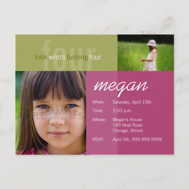 Look wer vier wird ・ Einladung zum Geburtstag (Vorderseite)