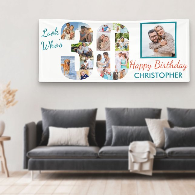 Look Who is 30 Foto Collage 30 th Birthday Party Banner (Von Creator hochgeladen)