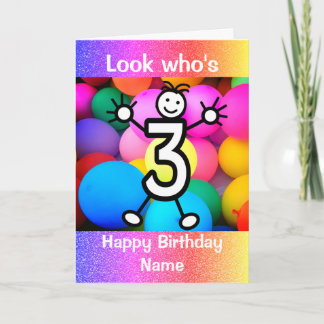 Look Who's 3 Years Old Happy Birthday Card Karte