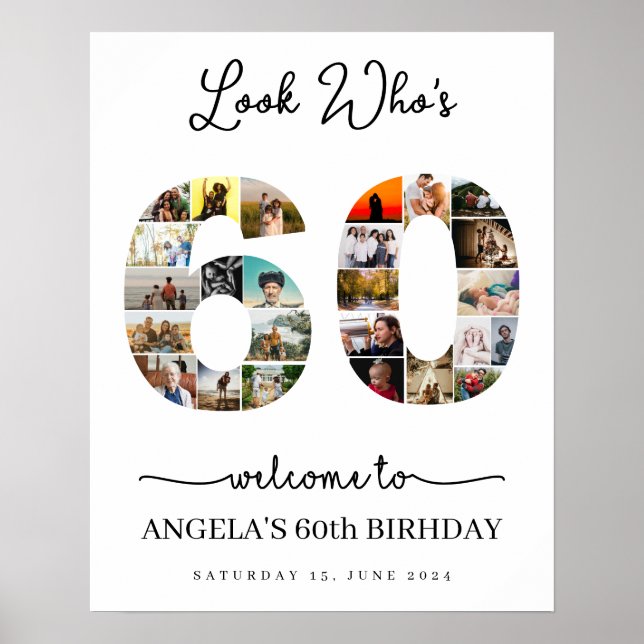 Look Who's 60 Foto Collage Party Poster (Vorne)