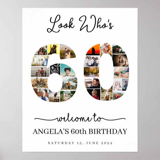 Look Who's 60 Foto Collage Party Poster (Vorne)