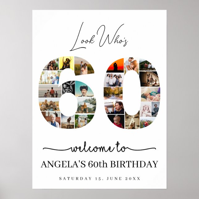 look who's 60 years old birthday photo collage poster (Vorne)