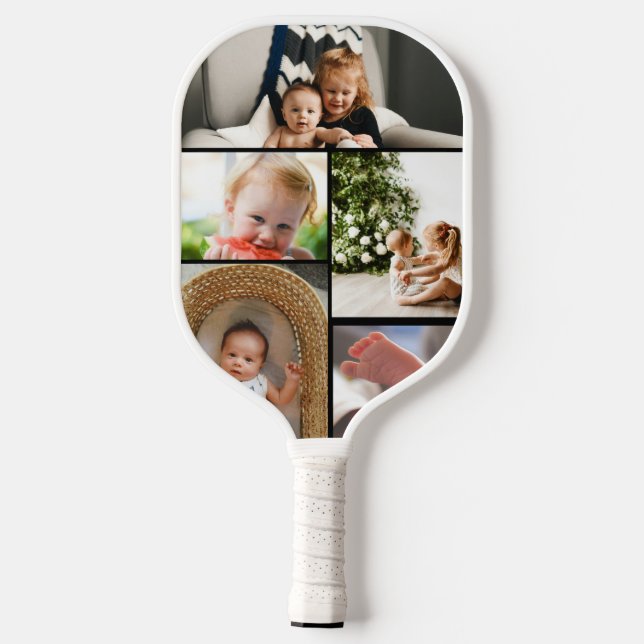 Look Who's 70 Customizable Foto Collage Pickleball Schläger (Rückseite)