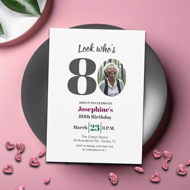 Look who's 80! Birthday Party Photo Einladung (Von Creator hochgeladen)