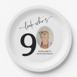 Look Who's 90! Modern Photo 90th Birthday Pappteller