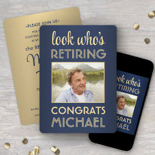 Look Who's Retiring Blue Retirement Party Foto Einladung