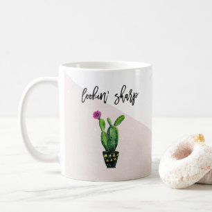 Lookin Scharfes   erröten rosa Marmor und Kaktus Kaffeetasse