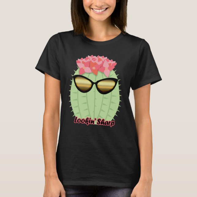 Lookin' Sharp Blooming Cactus with Sunglasses T-Shirt (Vorderseite)