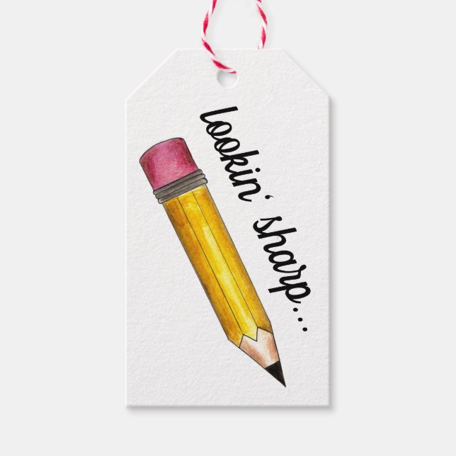 Lookin' Sharp Yellow #2 Pencil School Writing Geschenkanhänger (Vorderseite)