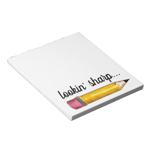 Lookin' Sharp Yellow #2 Pencil School Writing Notizblock (angewinkelt)