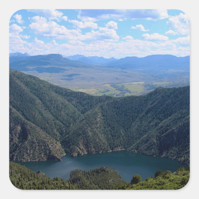 Looking Down At The Gunnison River Quadratischer Aufkleber (Vorderseite)
