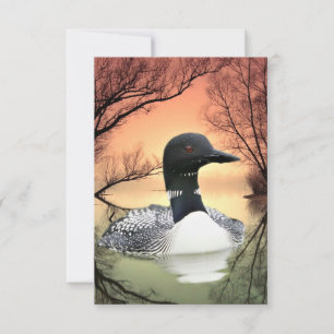 Loon am Lago Loon Reflections Ruf of the Loon RSVP Karte