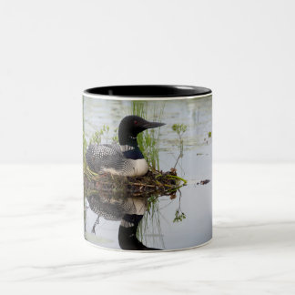Loon auf Nest Zweifarbige Tasse
