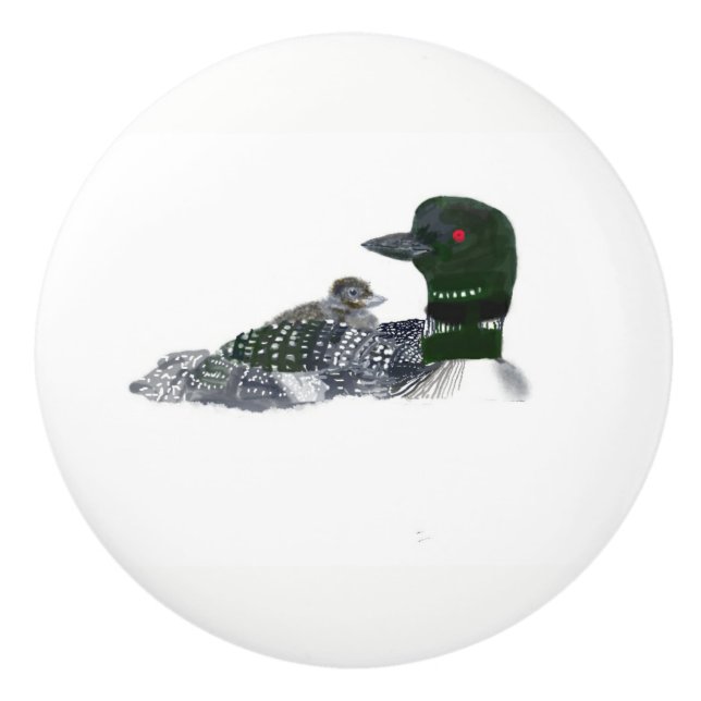 Loon-Baby an Bord Keramikknauf (Vorderseite)