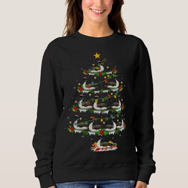 Loon Bird Lover Xmas Lights Loon Christmas Tree Sweatshirt (Vorderseite)