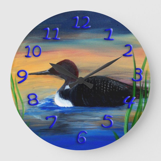 Loon clock  from Minnesota memories Große Wanduhr (Vorderseite)