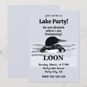 Loon Common Loon Bird Party am See Einladung