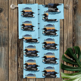 Loon Couple coucher de soleil bleu