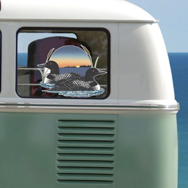 Loon Couple Sunset Blue Aufkleber (Von Creator hochgeladen)