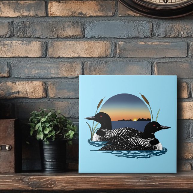 Loon Couple Sunset Blue Fliese (Von Creator hochgeladen)