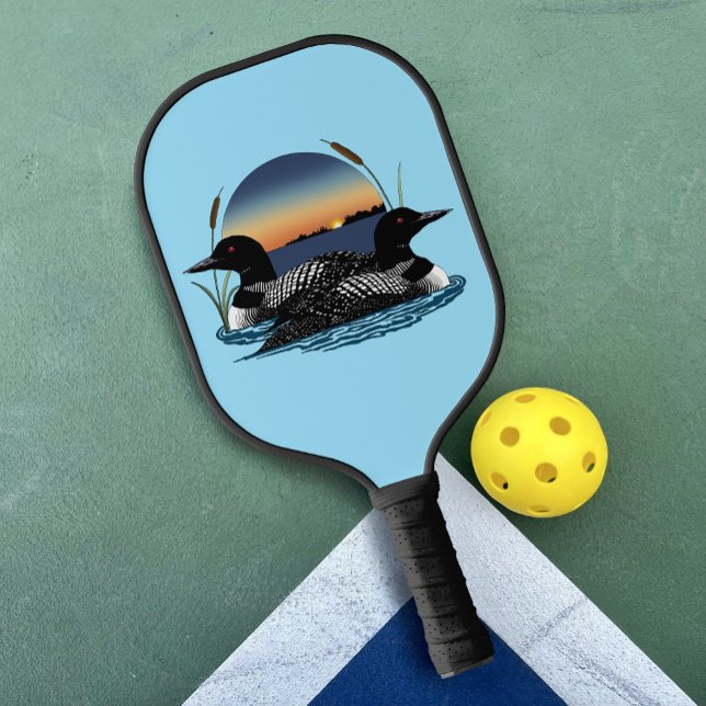 Loon Couple Sunset Blue Pickleball Schläger (Von Creator hochgeladen)