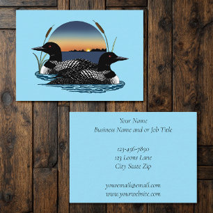Loon Couple Sunset Blue Visitenkarte
