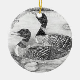 Loon Family Keramik Ornament